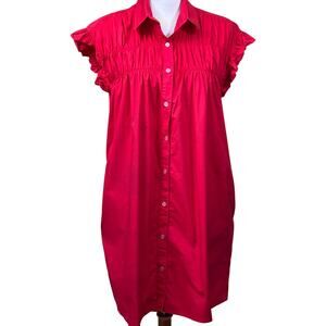 Avara red shirt dress, brunch, vacation, casual, flirty, babydoll, girly